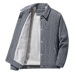 sujinxiu Herren Vintage Cord Sherpa Futterjacke Winter verdicken warm gefütterte Sherpa Cargo Mäntel Mode Retro Revers Button Down Jacke Mäntel Outwear von sujinxiu