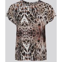 summum woman T-Shirt Summum T-Shirt mit animal print kurzarm, Shirt mit Rundhals und Pfauenmuster, mehrfarbig, Damenoberbekleidung, Shirts, Tops von summum woman