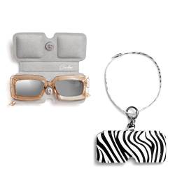 suniboi Brillenetui Damen und Herren - Brillentasche, weich, schmal - Brillenhülle - Brillenbeutel - Brillen Etuitasche - Sunglasses case Sonnenbrillen - mit Karabiner zum Anhängen (Zebra) von suniboi