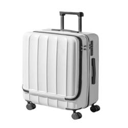 sunxueli Koffer Neuer Koffer mit Frontöffnung, Trolley-Koffer, 18-Zoll-Boarding-Koffer, Studentenkoffer for Männer und Frauen, Schließfach Suitcase (Color : White, Size : 20in) von sunxueli