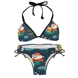 Bikini Set für Damen,Zweiteiliger Badeanzug,Cartoon Frohe Weihnachten,Damen Bikini Sets von suojapuku