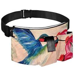 Gürteltasche Reisegürteltasche Werkzeugtasche,Kolibri-Blumen-Aquarell,Hüfttasche Strapazierfähiger Canvas-Reißverschluss,Verstellbarer Gürtel von suojapuku