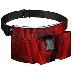 Gürteltasche Reisegürteltasche Werkzeugtasche,Rote Liebesherz-Rosenblume,Hüfttasche Strapazierfähiger Canvas-Reißverschluss,Verstellbarer Gürtel von suojapuku