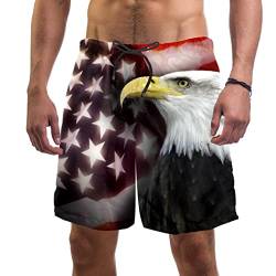 Herren Shorts,Herren-Badehose,schnell trocknende Badehose,Adler amerikanische Flagge,Herren Shorts mit Mesh-Futter von suojapuku