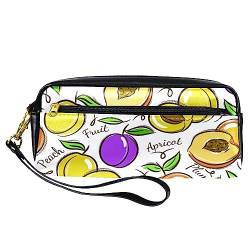 Kleine Make-up-Tasche für Frauen,Leder-Make-up-Tasche,Reise-Kosmetiktasche,Frucht-Pfirsich-Muster Drucken von suojapuku