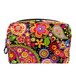 Kleine Make-up-Tasche für Frauen,Reise-Kosmetiktasche,Frühlings-Paisley-Blumen-Ethno,Kosmetik-Make-up-Organizer zum Mitnehmen von suojapuku