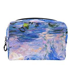 Kleine Make-up-Tasche für Frauen,Reise-Kosmetiktasche,Lotuspflanzenblumen-Aquarelle,Kosmetik-Make-up-Organizer zum Mitnehmen von suojapuku