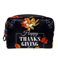 Kleine Make-up-Tasche für Frauen,Reise-Kosmetiktasche,Thanksgiving-Grußbanner,Kosmetik-Make-up-Organizer zum Mitnehmen von suojapuku