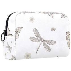 Kosmetiktasche,tragbare Reise-Make-up-Tasche für Damen,Kirschblüten-Blumen-Libellen-Frühling,Kosmetikkoffer-Organizer mit Reißverschluss von suojapuku