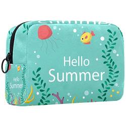 Kosmetiktasche,tragbare Reise-Make-up-Tasche für Damen,Seefisch Hallo Sommer,Kosmetikkoffer-Organizer mit Reißverschluss von suojapuku