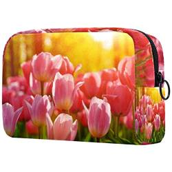 Kosmetiktasche für Frauen,kleine Make-up-Tasche für Geldbörse,Bunte Tulpenblüten,Reisekosmetiktasche,Make-up-Tasche von suojapuku