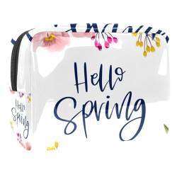 Kosmetiktasche für Frauen,kleine Make-up-Tasche für Geldbörse,Frühling Hallo Blume blumig,Reisekosmetiktasche,Make-up-Tasche von suojapuku