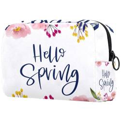 Kosmetiktasche für Frauen,kleine Make-up-Tasche für Geldbörse,Frühling Hallo Blume blumig,Reisekosmetiktasche,Make-up-Tasche von suojapuku