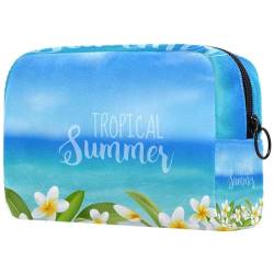 Kosmetiktasche für Frauen,kleine Make-up-Tasche für Geldbörse,Sommer Tropische weiße Blume,Reisekosmetiktasche,Make-up-Tasche von suojapuku