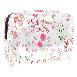 Kosmetiktasche für Frauen,kleine Make-up-Tasche für Geldbörse,rosa Blumen Frühling,Reisekosmetiktasche,Make-up-Tasche von suojapuku