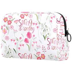 Kosmetiktasche für Frauen,kleine Make-up-Tasche für Geldbörse,rosa Blumen Frühling,Reisekosmetiktasche,Make-up-Tasche von suojapuku