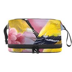 Make-up-Tasche für Damen, Kosmetiktasche,Blüten Frühling Baum Blume Vogel Zweig,Kosmetik-Organizer-Tasche,tragbare Reise-Make-up-Tasche von suojapuku