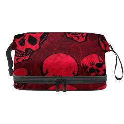 Make-up-Tasche für Damen, Kosmetiktasche,Halloween-roter Totenkopf,Kosmetik-Organizer-Tasche,tragbare Reise-Make-up-Tasche von suojapuku