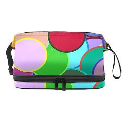 Make-up-Tasche für Damen, Kosmetiktasche,Kunst abstrakte Punkte farbig,Kosmetik-Organizer-Tasche,tragbare Reise-Make-up-Tasche von suojapuku