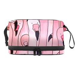 Make-up-Tasche für Damen, Kosmetiktasche,Lustiger rosa Flamingo,Kosmetik-Organizer-Tasche,tragbare Reise-Make-up-Tasche von suojapuku