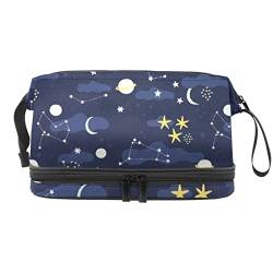 Make-up-Tasche für Damen, Kosmetiktasche,Planet Sterne Mond Sonne Galaxie Weltraum,Kosmetik-Organizer-Tasche,tragbare Reise-Make-up-Tasche von suojapuku