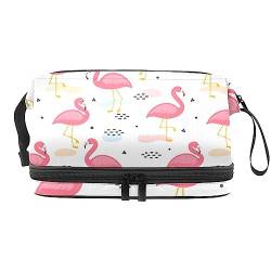 Make-up-Tasche für Damen, Kosmetiktasche,Sommer-Cartoon-Flamingo,Kosmetik-Organizer-Tasche,tragbare Reise-Make-up-Tasche von suojapuku