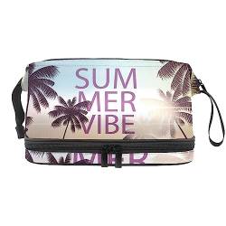 Make-up-Tasche für Damen, Kosmetiktasche,Sommer Tropische Palme,Kosmetik-Organizer-Tasche,tragbare Reise-Make-up-Tasche von suojapuku