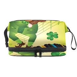 Make-up-Tasche für Damen, Kosmetiktasche,st. Patricks Day spielt Geige,Kosmetik-Organizer-Tasche,tragbare Reise-Make-up-Tasche von suojapuku