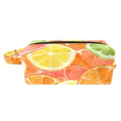 Make-up-Tasche für Frauen,kleine Kosmetiktasche,Reise-Make-up-Taschen,Aquarell Orange und Zitrone Geldbörse drucken von suojapuku