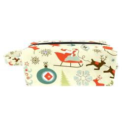 Make-up-Tasche für Frauen,kleine Kosmetiktasche,Reise-Make-up-Taschen,Weihnachten Vintage Weihnachtsmann Hirsch Geldbörse drucken von suojapuku