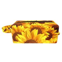 Make-up-Tasche für Frauen,kleine Kosmetiktasche,Reise-Make-up-Taschen,gelbe Sonnenblumen Geldbörse drucken von suojapuku