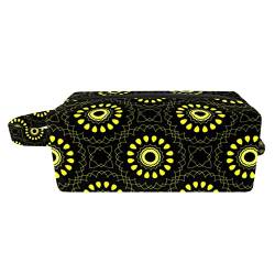 Make-up-Tasche für Frauen,kleine Kosmetiktasche,Reise-Make-up-Taschen,schwarz-gelbe Musterblume Geldbörse drucken von suojapuku