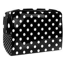 Reise Make-up Tasche,Kulturbeutel,Kosmetiktasche,Einfache schwarz-weiße Tupfen,Kosmetiketui,wasserdicht,Make-up-Beutel aus PVC von suojapuku