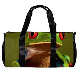 Sporttasche,kleine Reisetasche,Sporttasche für Yoga,Bunter grüner Frosch,Outdoor Fitnesstasche,Tragetasche von suojapuku