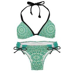 suojapuku Bikini Set für Damen,Zweiteiliger Badeanzug,Blumenmuster-Mandala,Damen Bikini Sets von suojapuku