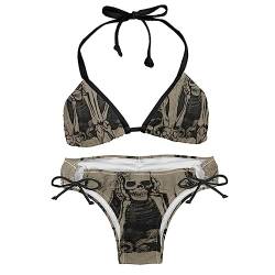 suojapuku Bikini Set für Damen,Zweiteiliger Badeanzug,lustiger Totenkopf,Damen Bikini Sets von suojapuku