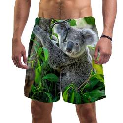 suojapuku Herren Shorts,Herren-Badehose,schnell trocknende Badehose,Baum und Koala,Herren Shorts mit Mesh-Futter von suojapuku