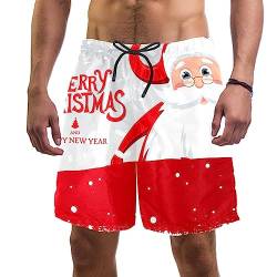 suojapuku Herren Shorts,Herren-Badehose,schnell trocknende Badehose,Weihnachtsmann,Herren Shorts mit Mesh-Futter von suojapuku