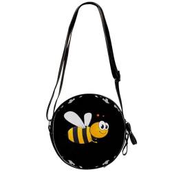 suojapuku Kleine Umhängetaschen für Damen,runde Umhängetasche,Süße kleine Biene,Handytaschen Handtaschen von suojapuku