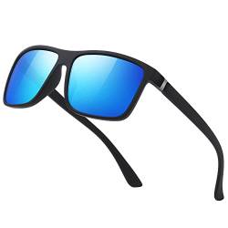 suoso Polarisiert Sonnenbrille-Herren-Damen-Outdoor Sport Sunglasses Sonnenbrillen Unisex Retro Schwarz Brille UV400 Fahren Wandern Golf Angeln Eisblaue Scheibe mit schwarzem Rahmen von suoso