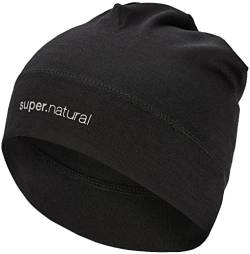 super.natural Unstoppable Cap Schwarz - Merino Windabweisende elastische Mütze, Größe One Size - Farbe Jet Black von super.natural