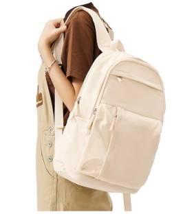 suratio Schulrucksack Teenager Mädchen Uni Rucksack Damen Lässig Schulrucksack Casual Daypacks Für Mädchen Im Teenageralter Leichter Rucksack Wasserdicht Beige von suratio