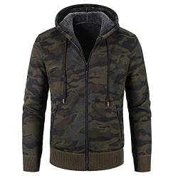 Herrenjacke Trainingsanzug Pullover Sportswear Hoodie Winteroberteile für Männer Camouflage Mode Langarm und dickes Fleece Kapuzenpullover Cardigan Jacke Warm, grün, XXL von sutelang lurryly