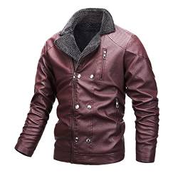 Velours-Jacke, Bluse, Leder, Farbe Top und Mantel, Herren, robust, Herbst, Winter, große Mäntel & Jacken, Herren, kompatibel mit Motorrad, zugelassen, Winter, rot, M, Jacke von sutelang lurryly