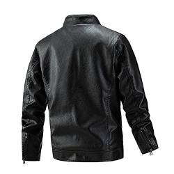 Warme Vintage Motorradjacke aus Leder für Herren, warm, winddicht, Motorrad, Retro, mehrere Taschen, Jacke aus PU-Leder, Winddicht, Jacke aus Kunstleder, Casual, Jacke aus Kunstleder, Schwarz, 4XL von sutelang lurryly