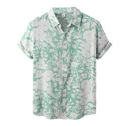 sutelang lurryly Herren Funky Hawaiian T-Shirt, kurzärmlig, Blumen, lässig, Sommer, bedruckt, Strandhemd, lässig, Revers Button Down Tops, atmungsaktiv, Grün., 3XL von sutelang lurryly