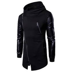 sutelang lurryly Original Herren-Sweatshirt, modisch, Hoodie, Gothic, Reißverschluss, seitlich, Schnürung, Fleecejacke, locker, Outwear, Pullover mit Taschen, Schwarz, L von sutelang lurryly