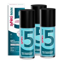 syNeo 5 Antitranspirant MAN Roll-On für Herren, Anti Schweiß Deo für Männer gegen starkes Schwitzen, Anti Transpirant Antiperspirant Men Deoroller, 3er Pack (3 x 50 ml) von syNeo