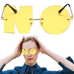 tacery Buchstabe NO Sonnenbrille, Buchstabe „Keine Neuheit“-Brille, 2023 Brief Nr. Neuheit Brille Randloses Design Anti-UV Bequeme Sicht für Abschlussballparty von tacery