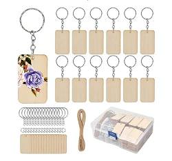 Tangger 80Pcs Schlüsselanhänger Holz Holzanhänger Schlüsselanhänger Schlüsselring Keychain für Handtasche Geldbörse Mobile von tangger